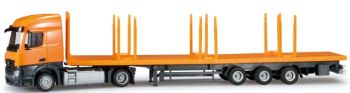 HER303231 - MERCEDES 4x2 Avec remorque 3 Essieux Orange Ech:1/87