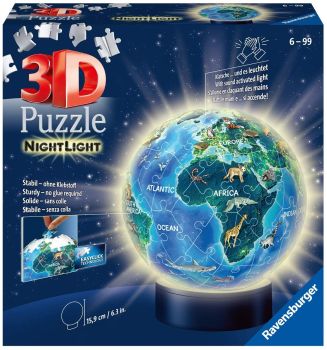 RAV118441 - Puzzle 3D veilleuse 72 pièces La terre de nuit