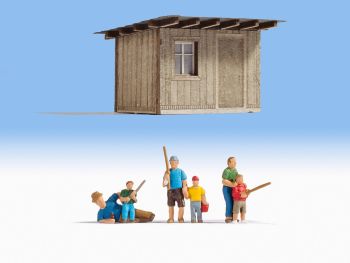 NOC12036 - Petite cabane avec personnages à la pêche
