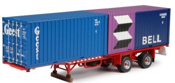 TEK62989 - Remorque porte  containers Avec 2 Containers Maritime 20 Pieds "BELL GEEST"