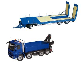 NZG921/03 - MERCEDES Actros MP3 8x4  Avec grue "HIAB"Avec remorque porte Engins 4 Essieux NOOTEBOOM ASD 40