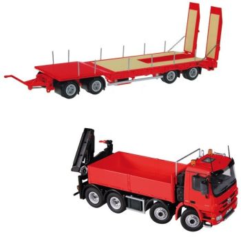 NZG921/02 - MERCEDES Actros MP3 8x4  Avec grue "HIAB"et Remorque porte Engins 4 Essieux NOOTEBOOM ASD 40