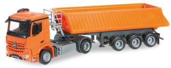 HER303859 - MERCEDES Arocs M 4x2 Avec Benne 3 Essieux "Orange" Ech:1/87