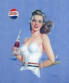 IES11P - Plaque tôlée : Pin-Up bleu "Pepsi Cola"