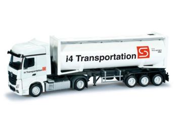 HER159524 - MERCEDES Actros Bigspace avec remorque container silo I4 TRANSPORTATION