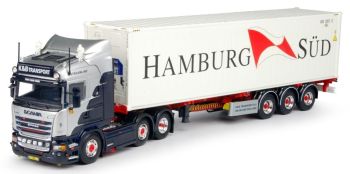 TEK67460 - SCANIA R Highline 3 Essieux avec Remorque Porte Container frigo 40 Pieds K&B TRANSPORT