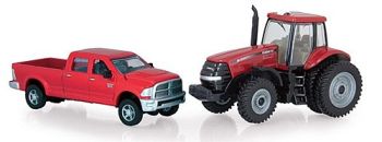 ERT14815 - CASE Magnum 180 avec pick-up DODGE RAM 2500 "rouge"