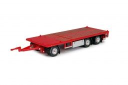 TEK64079 - Remorque Plateau Porte container Extensible 3 Essieux Avec Dolly "Rouge"