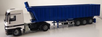 JOA363 - MB Actros  Blanc avec Semi-benne Bleue
