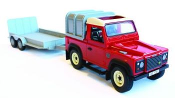 BRI42836 - LAND ROVER ROUGE Avec remorque 2 Essieux Ech:1/16 Compatible avec les articles BRUDER