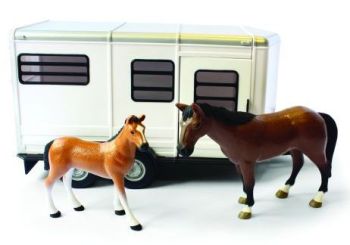BRI42846 - VAN 2 Essieux Avec 2 chevaux Ech:1/16 Compatible avec les articles BRUDER
