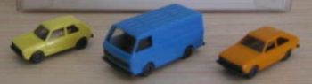 WIK091501B - VW Golf I "Jaune", VW Passat B1 "Orange",  VW LT Spur "Bleu" Ech:1/160