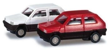HER065962 - Lot de 2 FIAT Panda "Blanche et Rouge" Ech:1/160