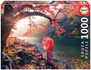 EDU18455 - Puzzle 1000 Pièces lever de soleil sur le fleuve Katsura au Japon