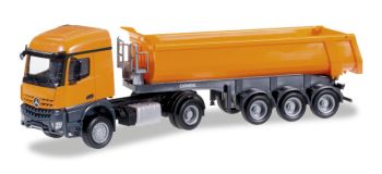 HER304849 - MERCEDES Arocs 4x2 avec Benne 3 Essieux "Orange" Ech:1/87