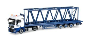 HER304689 - MAN TGX 4x2 avec Plateau 3 Essieux et élément de flèche pour grue LIEBHERR LR1600/2"WASSEL" Ech:1/87