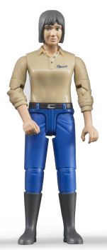 BRU60406 - Femme brune avec chemise beige et pantalon bleu Ech:1/16