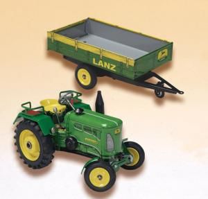 KOV361 - LANZ D2016 avec Remorque au couleur "JOHN DEERE" Ech:1/25