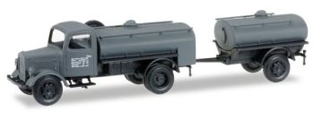 HER745321 - MERCEDES L3000 Citerne avec remorque citerne "Gris"Ech:1/87