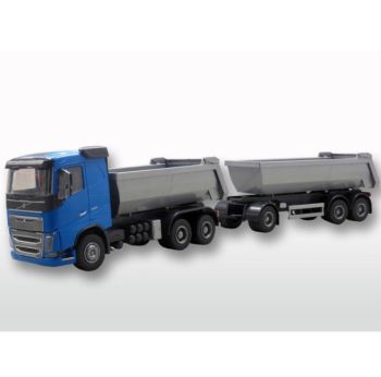 EMEK20354 - VOLVO FH16 6x4 bleu avec remorque 1 + 2 essieux