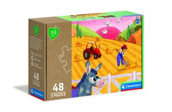 CLE25268 - 3 Puzzles de 48 Pièces Animaux de la ferme