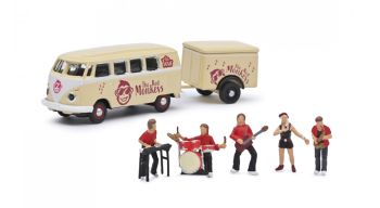 SCH26691 - VOLKSWAGEN T1 bus avec remorque 1 essieux THE RED MONKEYS et 5 personnages