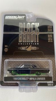 GREEN28090-BVERT - CHEVROLET IMPALA Lowrider avec jantes verte 1964 de la série BLACK BANDIT Collection sous blister