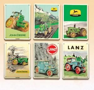 KOV761 - Jeu de 6 Cartes Postales Métal JOHN DEERE-LANZ