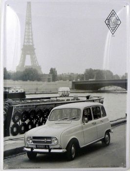 IES63P - Plaque tôlée : RENAULT 4 "PARIS quai de seine"
