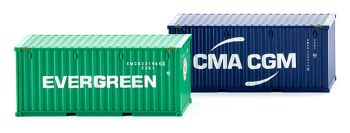 WIK001814 - Lot de 2 containers 20 Pieds "EVERGREEN" et "CMA-CGM" Ech:1/87