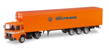 HER305730 - MAN F8 4x2 "Orange" Avec remorque 3 essieux "DEUTRANS" Ech:1/87