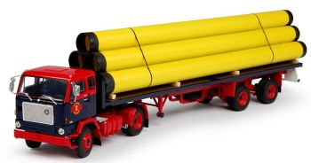 TEK68844 - VOLVO F88 4x2 Avec remorque 2 Essieux et tube jaunes "HOOYMEIJER"