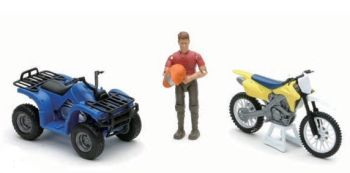 NEW37155E - Coffret avec un personnage , un Quad et une moto Ech:1/18