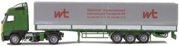 AWM55002 - VOLVO FH12 Globetrotter 4x2 Avec remorque 3 Essieux Bachée "WT WUTHRICH" Ech:1/87