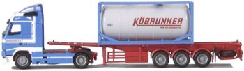 AWM71165 - VOLVO 420 FH12 Globetrotter XL avec remorque porte container citerne "Köbrunner"