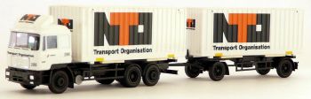 AWM70691 - MAN F90 6x4 Porteur avec remorque 2 Essieux et 2 Containers 20 Pieds " N T O " Ech:1/87
