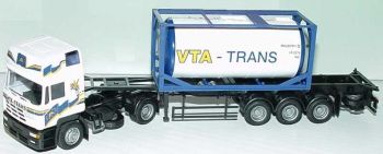 AWM71164 - STEYR NSK 4x2 Avec remorque 3 Essieux  et citerne container 20 Pieds "VTA TRANS" Ech:1/87