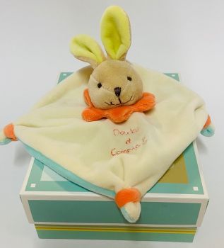 DC2372VERT - Doudou plat Lapin vert
