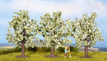 NOC25111 - 3 Arbres fruitiers . fleuris blanc 8 cm