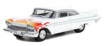 GREEN30362 - PLYMOUTH Belvedere 1957 Blanche avec des flammes sous blister