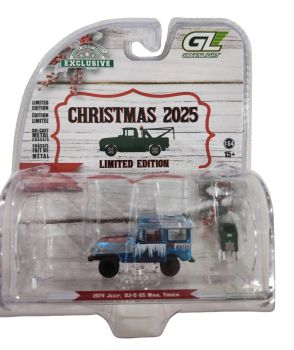 GREEN30564-D-CHROME - JEEP DJ-5 1974 bleu chromé US Mail avec boîte aux lettres de la série CHRISTMAS COLLECTION 2025 sous blister