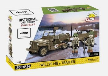 COB3132 - Véhicule militaire JEEP Willys MB avec remorque - 200 Pièces