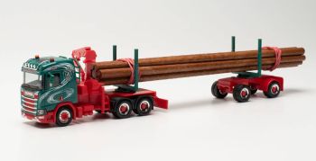 HER314770 - SCANIA CR 20 ND 6X4 avec semi remorque forestière 2 essieux HAMMAN TRANSPORTE