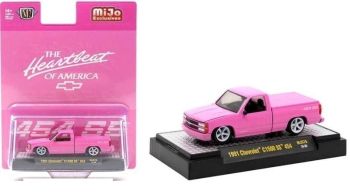M2M-31500-MJS76 - CHEVROLET C1500 SS 454 1991 rose THE HEARTBEAT OF AMERICA sous blister