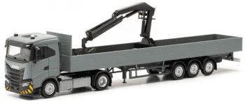 HER316415 - IVECO S-Way ND 4x2 avec remorque et grue de chargement 3 Essieux gris