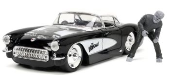 JAD32195 - CHEVROLET Corvette avec figurine WOLFMAN Noir 1957