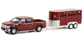 GREEN32270-D - FORD F-150 XLT avec remorque bétaillère de la série HITCH & TOW sous blister