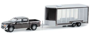 GREEN32280-D - FORD F-150 Lariat 4X4 2020 gris avec remorque vitrée de la série HITCH & TOW sous blister