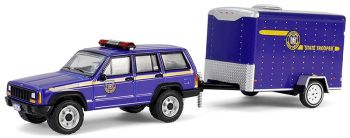 GREEN32315-B - JEEP Cherokee 2001 Police de New York avec remorque de la série HOT PURSUIT sous blister