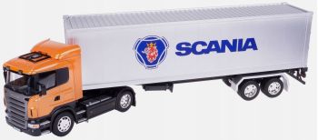 WEL32626 - SCANIA V8 R470 4x2 orange avec porte container 2 Essieux et container